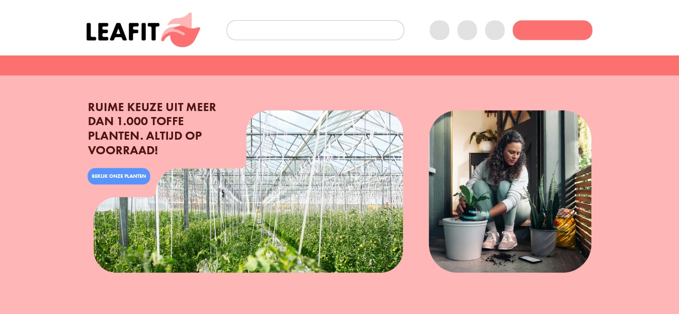 Voorbeeld van een website in rood/roze tintent